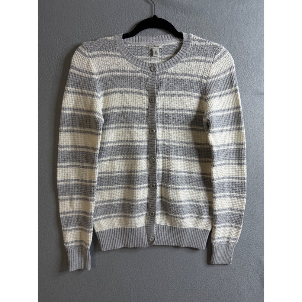 L.L.Bean Striped Cardigan Women's Extra Small Sweater Cotton Blend Knitwear‎